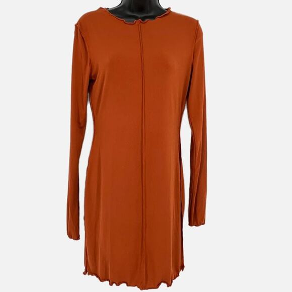 ASOS Flounce Mini Dress with Seam Detail in Burnt Orange Size 8 - Picture 4 of 12